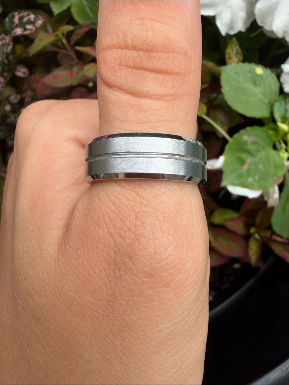 Men's Black and Silver Stainless Steel Ring